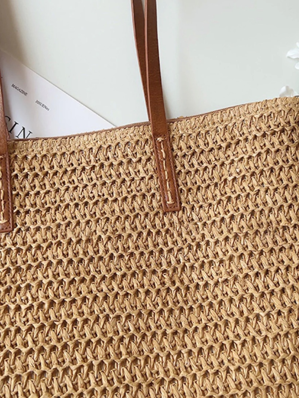 Woven Straw Tote Beach Bag - Picture 3 of 10